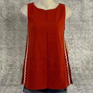 Rachel Zoe Orange Chevron Trim Sleeveless Top